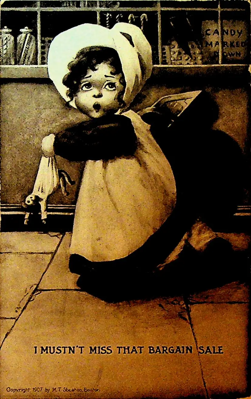 I Mustn't Miss that Bargain Sale Postcard