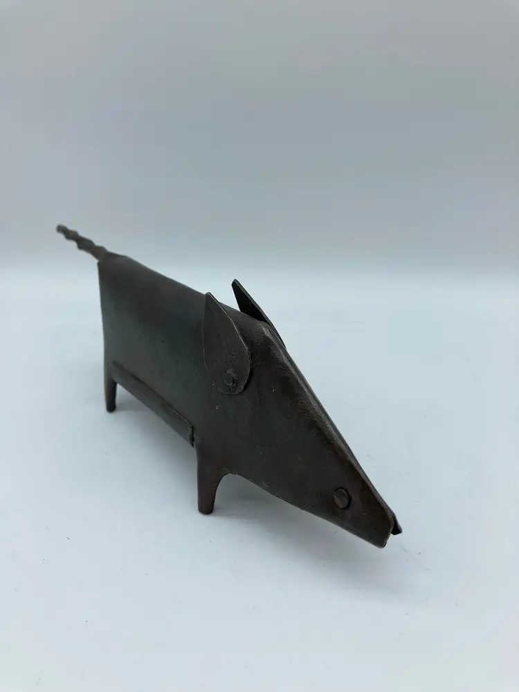 Vintage Folk Art Handmade Metal Corky 🐖Pig figurine