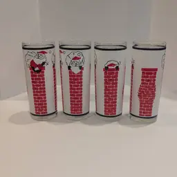 Libbey Santa Claus Stuck in Chimney - Set of 4