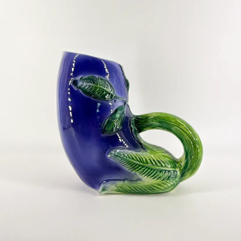 Italian Eggplant Water Iced Tea Pitcher Hand Painted Made In Italy