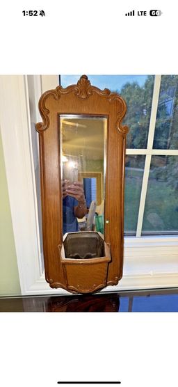 Vintage home interior 1981 Large Mirrored Wall Planter Measures 23" x 9.25" x 4"