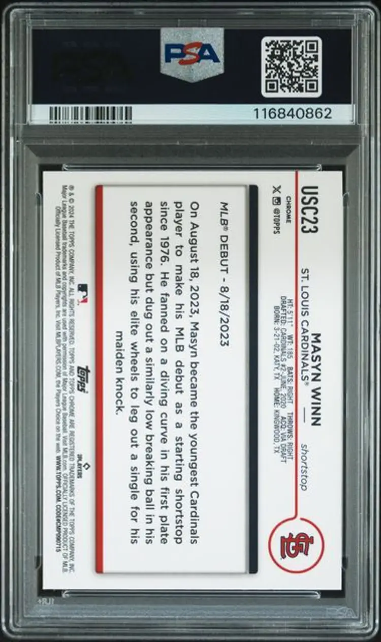 Masyn Winn 2024 Topps Chrome Gold Mini Diamond /50 PSA 10