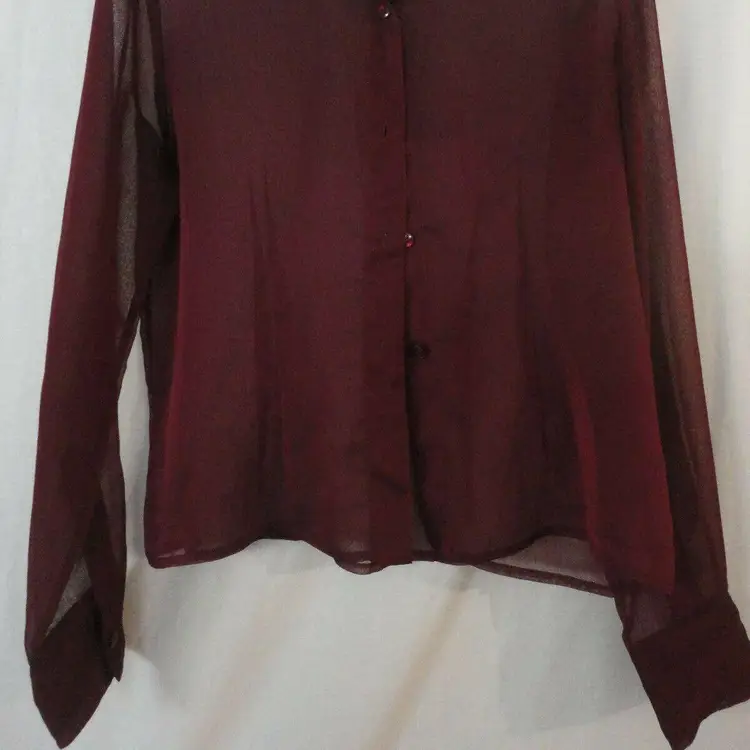 Express Merlot Sheer Blouse Shirt Size 7/8 Special occasion or casual