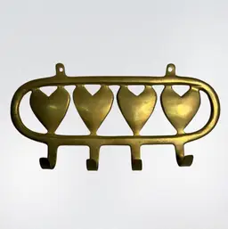 Vintage Small Brass Hearts Wall Hanger