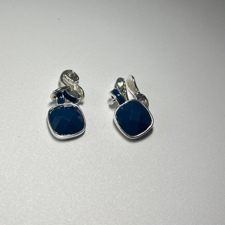 Vintage HMN Blue/Silver tone Clip On Earrings