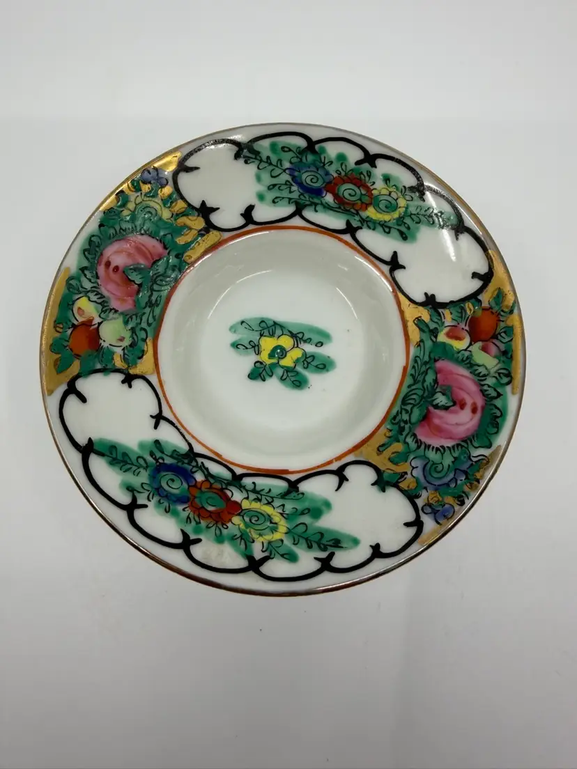 Vintage Small Famille Rose  Medallion Side Dish Bowl Plate 4”