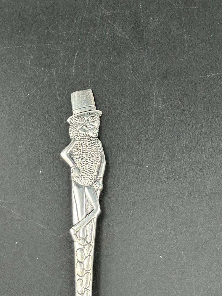 Vintage Planters Peanut Carlton silver plate slotted serving spoon Mr. peanut