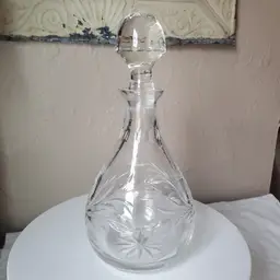 Large Crystal Decanter Rose Motif
