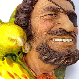Bossons Buccaneer Chalkware Head Pirate With Yellow Parrot England 1964