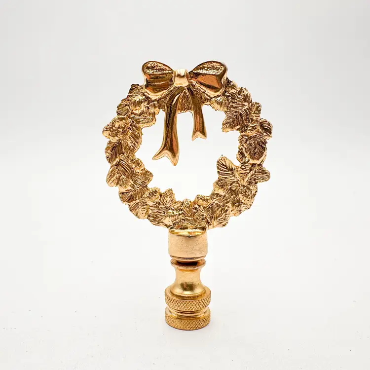 Brass Christmas Wreath Lamp Finial 3.25"L 2"D