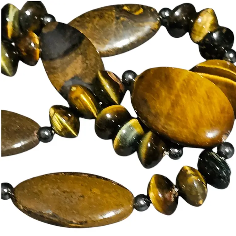 Tiger Eye 20" Long Necklace With Sterling Silver Lobster Claw Hardware!!!