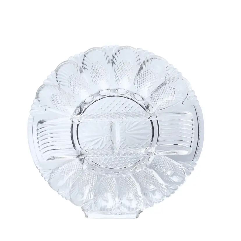 Vintage 10” Egg Plate Relish Serving By L.E. Smith 1940-50s