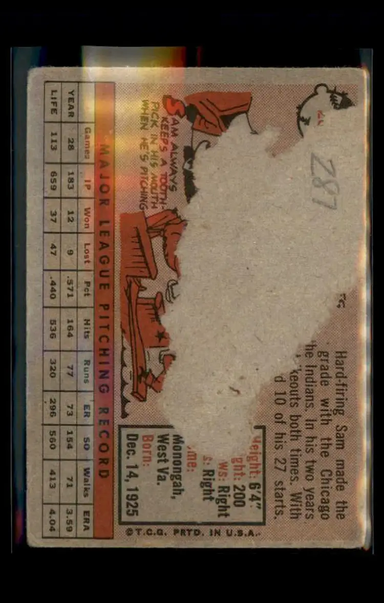 1958 Topps #287 Sam Jones - (pk4) - St. Louis Cardinals