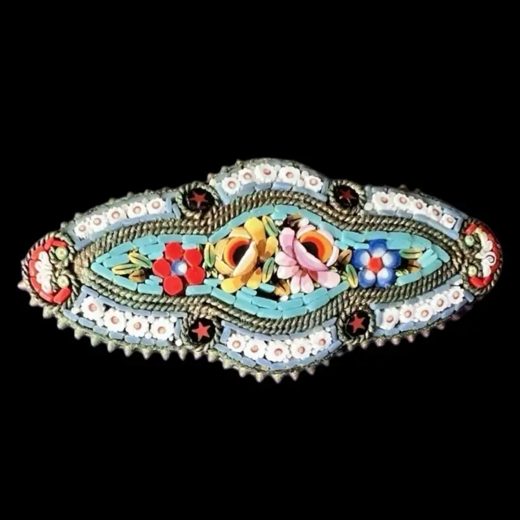 Micro Mosaic Floral Brooch 2”