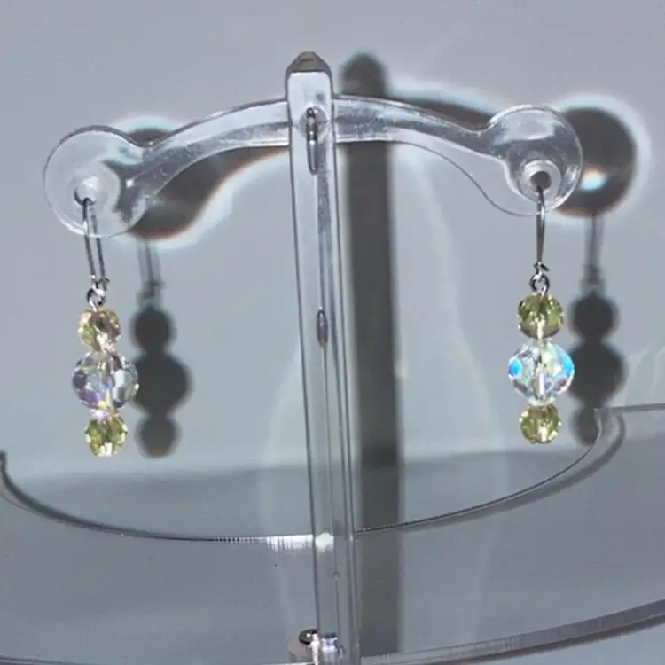 Glass Beads 1 1/2” Drop Earrings! Silver Tone Fish Hooks.  Made By Me! UV Reactive Glow 😎😎