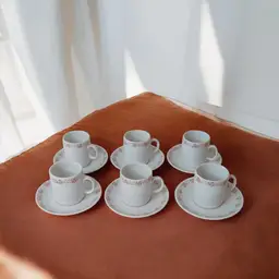 Vintage Demitasse Cup and Saucer Set - Floral Porcelain (6 Pieces)