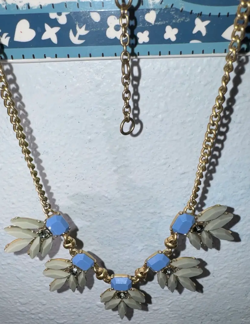 Beautiful J. Crew Necklace, Grey And Blue Rhinestones