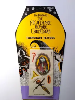 Nightmare Before Christmas Temporary Tattoos Sally Halloween On Tombstone Card