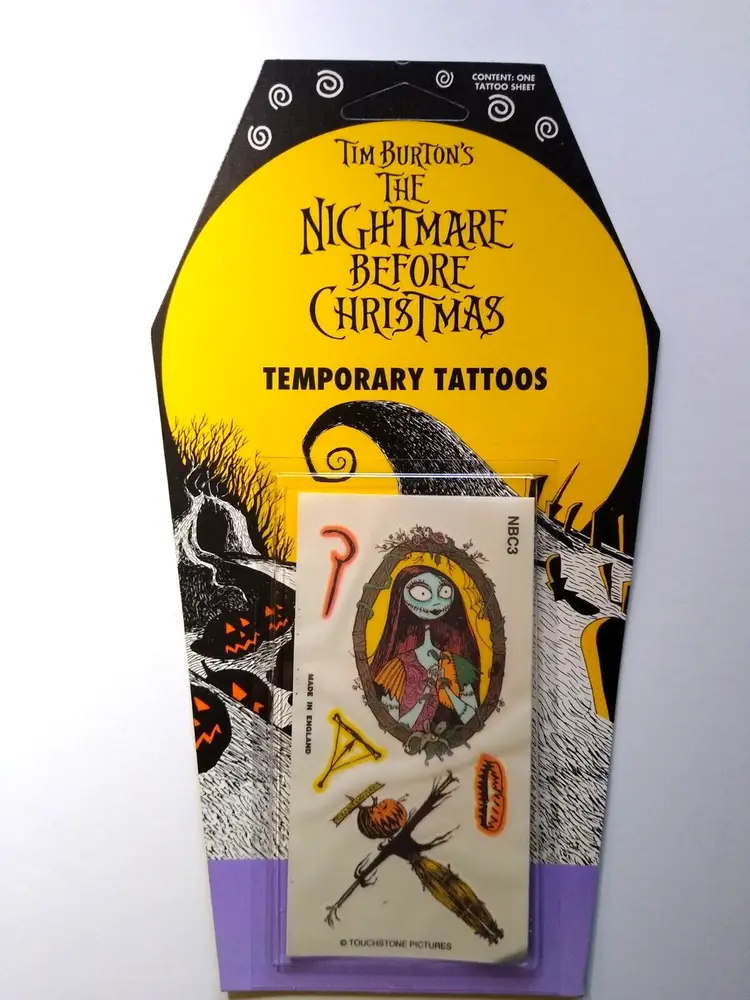 Nightmare Before Christmas Temporary Tattoos Sally Halloween On Tombstone Card