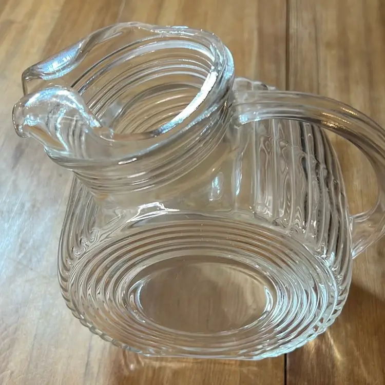 MCM Clear Glass Disk Pitcher, 1 Quart