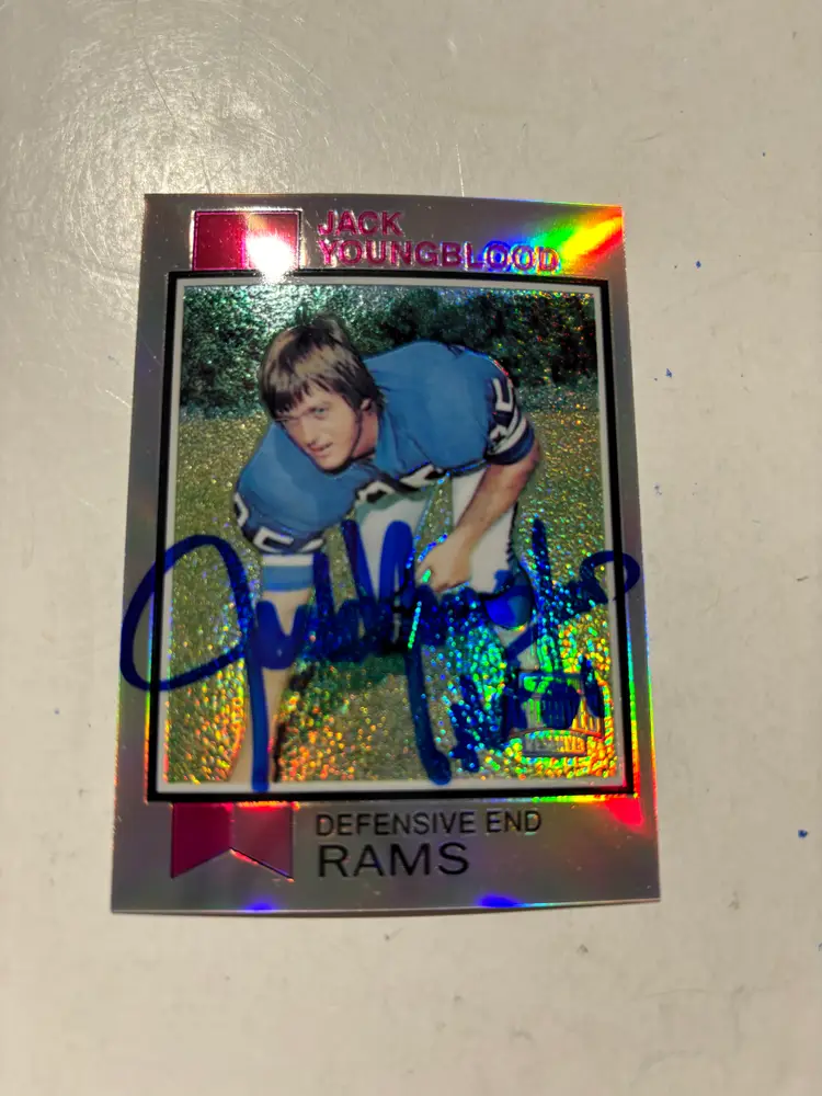 2001 Topps Archive Reserve Jack Youngblood, Los Angeles, Rams Signed With Inscription "HOF 01"