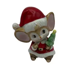 Set Of 3 Vintage Homco Christmas Mice Figurines, 4” Tall