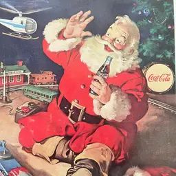 1962 Coca Cola Ad Santa Claus Christmas Eve Model Railroad Train Vintage 1960s