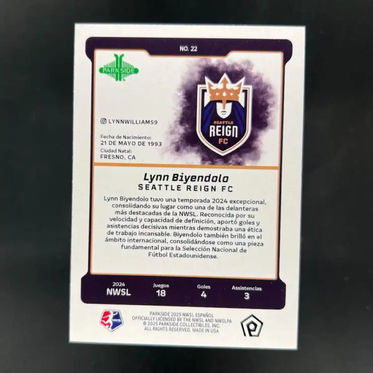 Lynn Biyendolo 2025 Parkside En Espanol Red Border /25  Soccer Card
