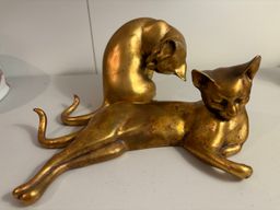 Vintage Mid Century Anthony Freeman McFarlin Pair Gold Siamese Cats