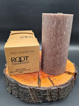 Root Timberline Chocolate Scented Pillar Candle Chocolateness #336 RETIRED New in Box