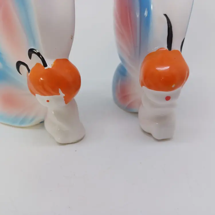 Vintage Japan Pixie Anthropomorphic Fairy Butterfly Salt & Pepper Shakers