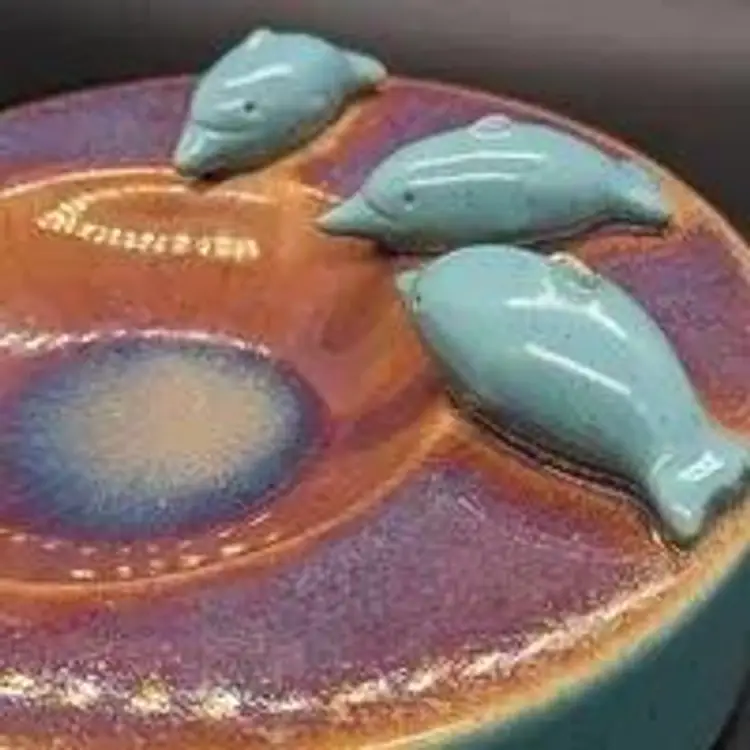 MCM Art Pottery Dolphin Trinket Dish