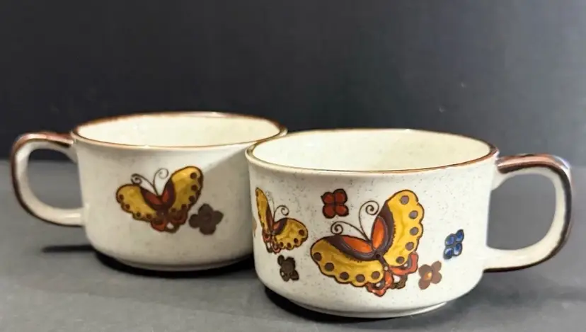 Vintage Otagiri Butterfly Soup Bowl Mid Century Modern Stoneware W Handle