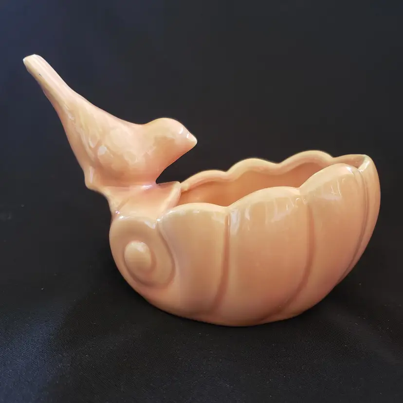 Bird Shell Ceramic Planter Stamped USA  Pink 7" Long Approximately Vintage READ
