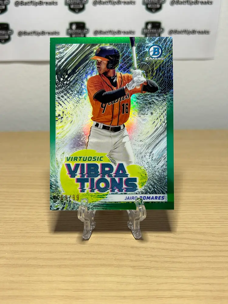 Jairo Pomares 2022 Bowman Virtuosic Vibrations Insert Green Parallel /99 #VV-18 San Francisco Giants
