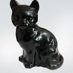 Fenton Black Glass Cat