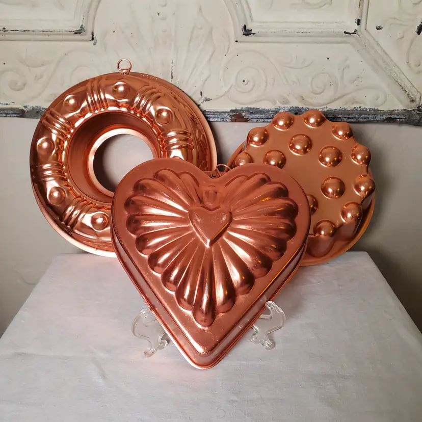 Set of Three Copper Colored Aluminum Jello Molds