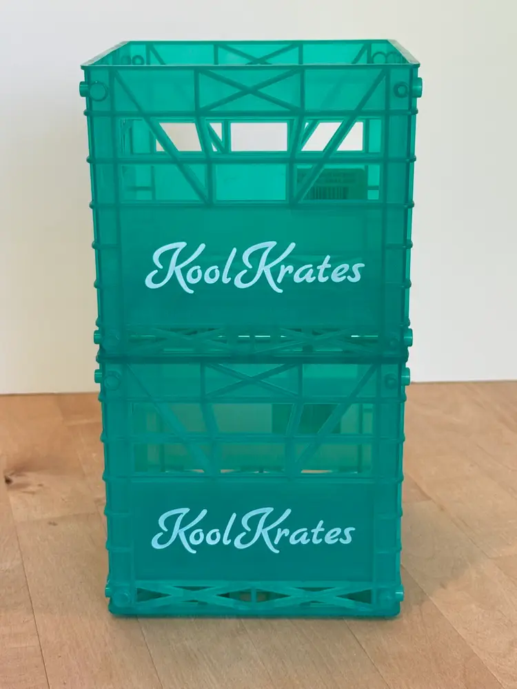 Kool Krates Translucent Teal Green Stackable CD Storage Lot Mini Milk Crate By Rakstak Made In Canada