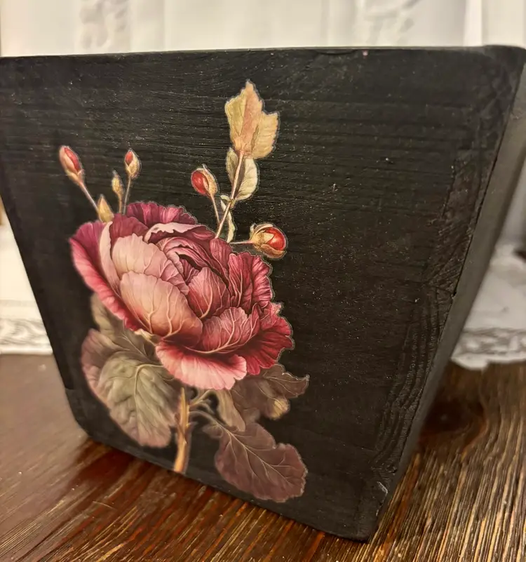 Up-Cycled Black Decorative Storage Box 17”x 7”