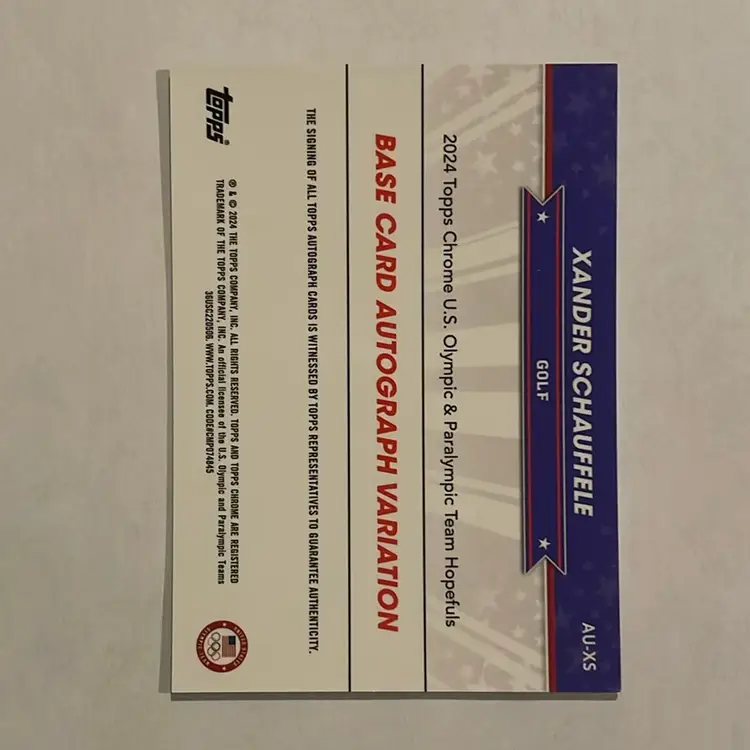 Xander Schauffele 2024 Topps Chrome US Olympic & Paralympic Hopefuls Green Refractor Auto /99