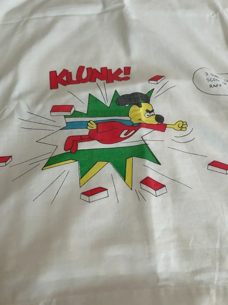 Vintage “Underdog” Top Twin Flat Sheet Some Fading And Age Discoloration