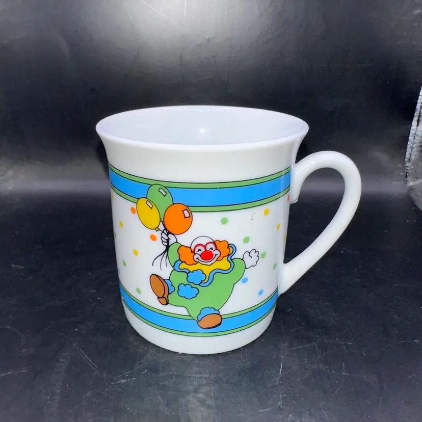 Vintage RARE 1985 Enesco Japan Clown Mini Handled Cup Mug Retro MCM