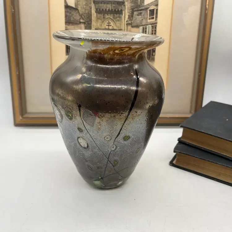 Beautiful Blown Art Glass Vase 7 1/2” Tall