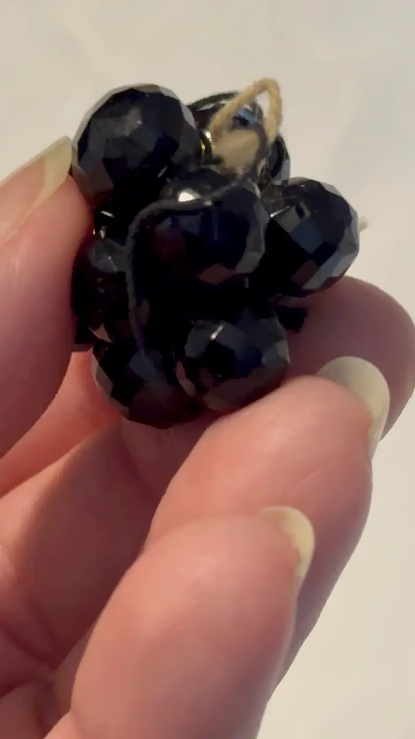 Vintage Black Faceted Glass Buttons (Bag 19)