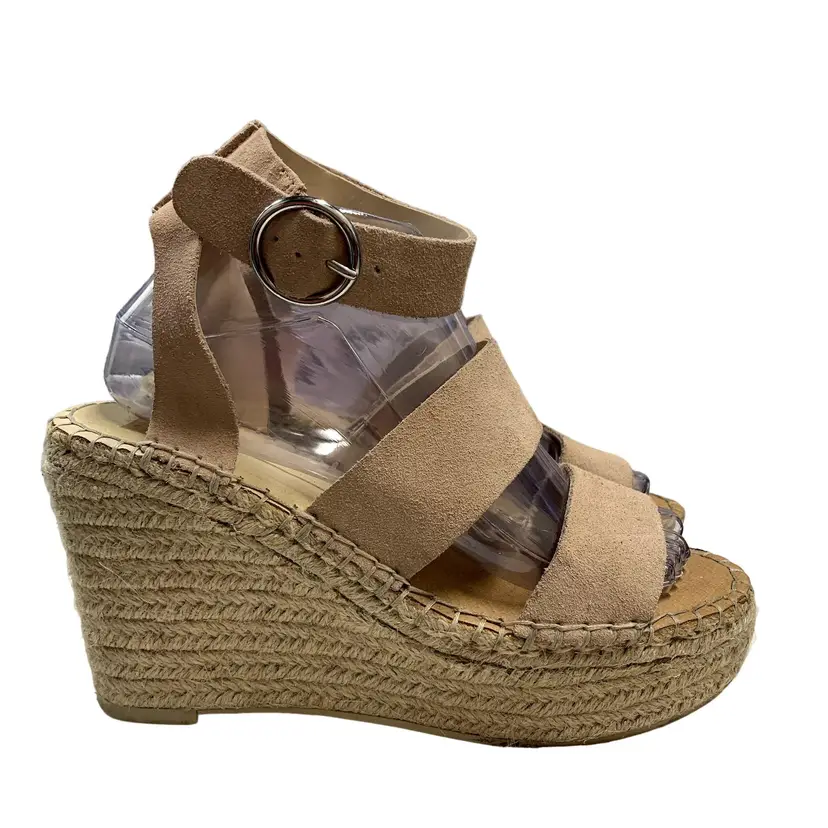 Dolce Vita Espadrille Shoes Womens 8.5 M Shae Blush Beige Leather Wedge Sandals