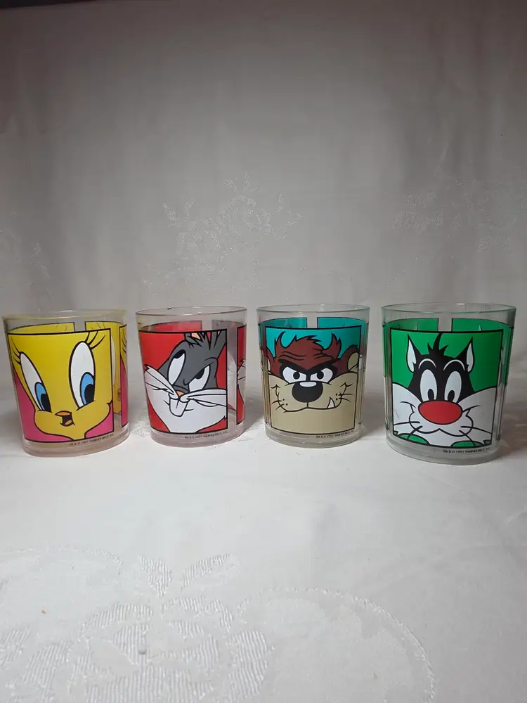 LOONEY TUNES CUPS 1991 ZAK Designs Vintage Sylvester Tweety Bugs Taz