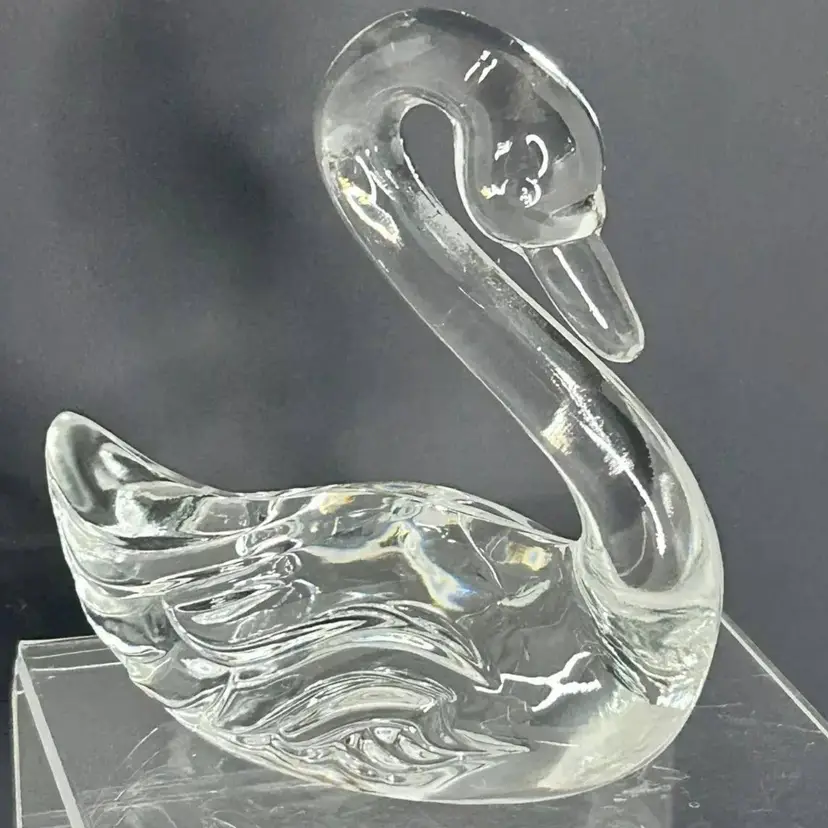 Vintage Fenton Swan Clear Art Glass Clear Figurine Paperweight (c) 1980's