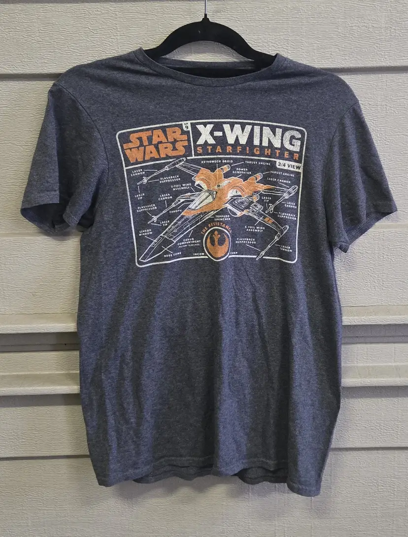 X-Wing Star Wars Shirt Short Sleeve Starfighter The Resistance Gray Size Small