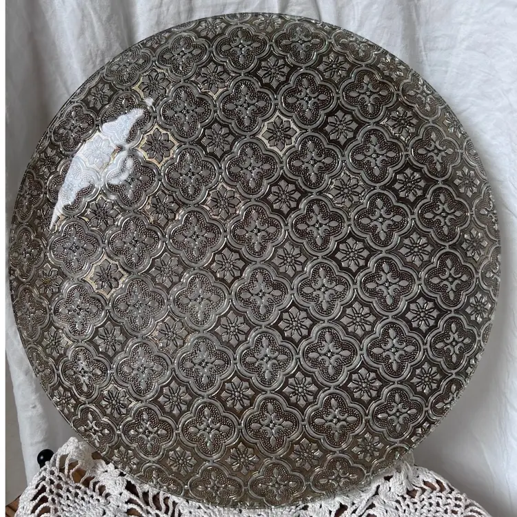 VINTAGE GEORGES BRIARD IBERIA ROUND PLATTER 22K GOLD OVERLAY 11.25” DIAMETER