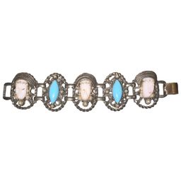 AS IS Vintage SELRO SELINI Panel Bracelet with White Asian Princess Faces